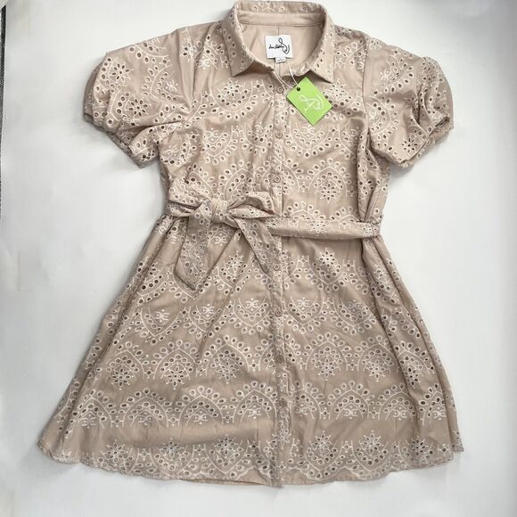NWT Sam Edelman Embroidered Eyelet Lace Mini Dress Puff Sleeve Size 16 READ! - Picture 6 of 13